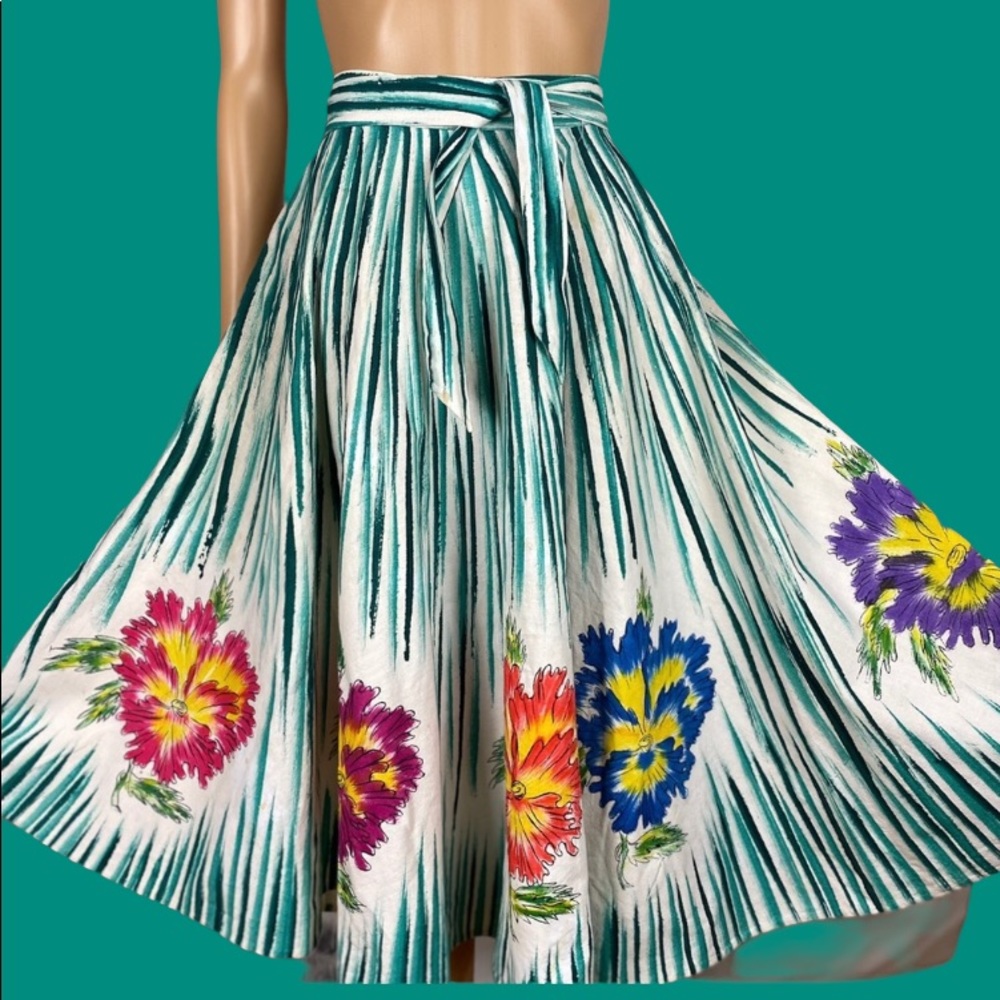 Vintage Maya Handpainted circle skirt sz 16